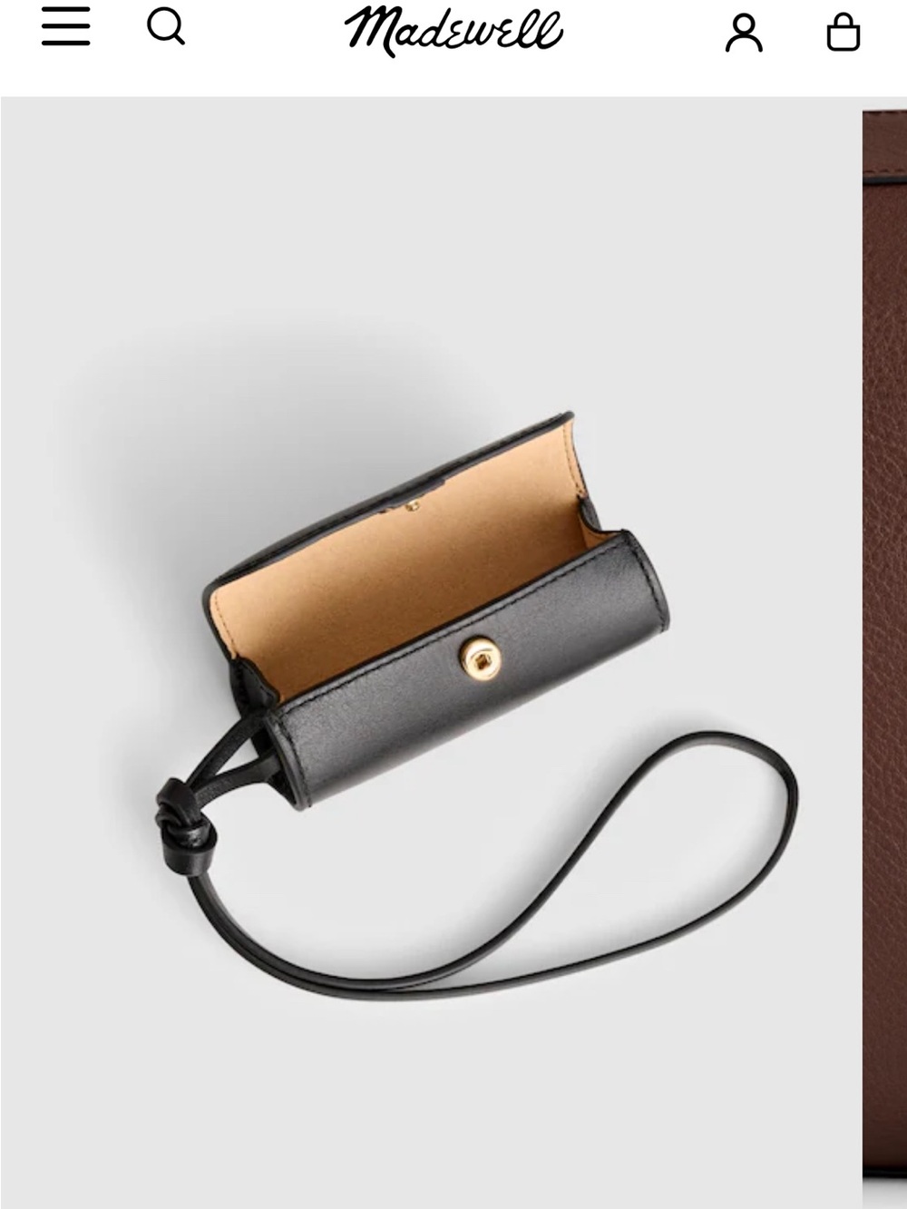 Madewell Black Leather Lipstick Case with Wrist Strap